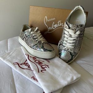 CHRISTIAN LOUBOUTIN Metallic Sneakers Vierissima Flat Sz 39.5 (9.5)